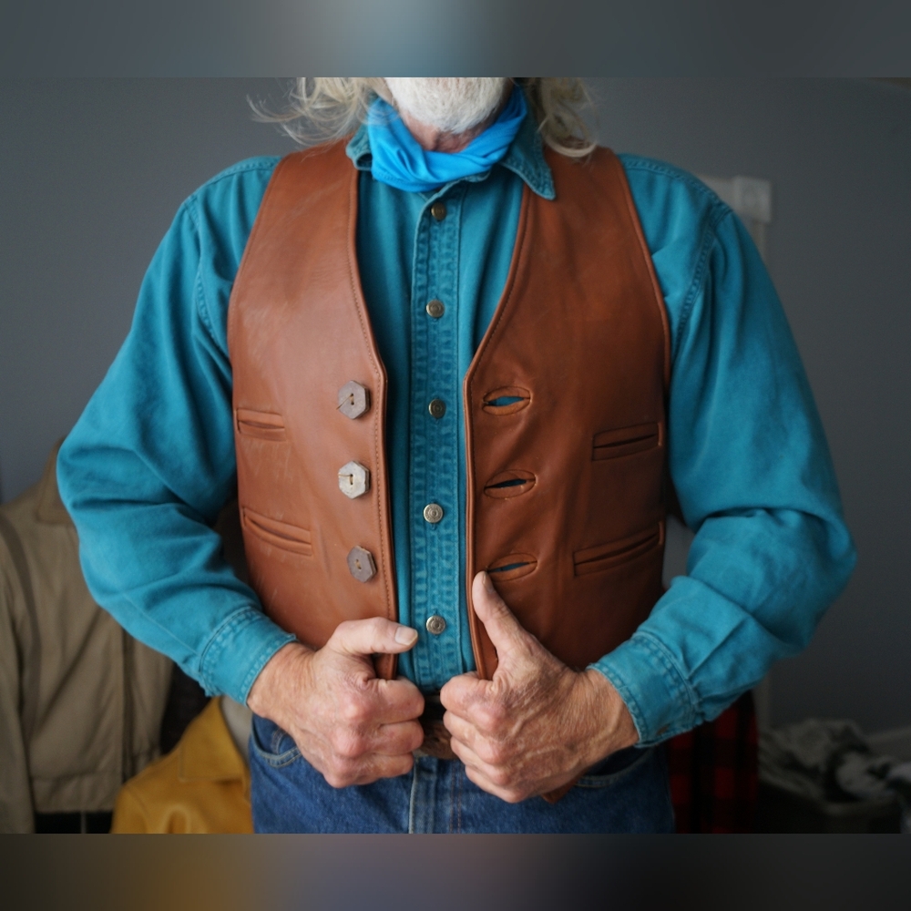 VTG 60s Walter Dyer Leather Biker Vest